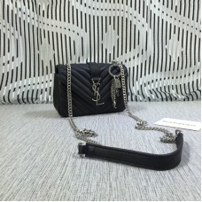 YSL Petit Sac Chaîne Enveloppe Chèvre Noir 18cm