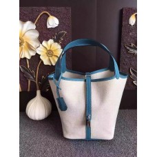 Hermes Picotin Lock Canvas Bleu