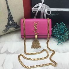 Sac YSL Small Tassel Chain en Cuir 17cm Rose Vif