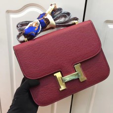 Sac Hermes Constance 23cm Cuir Epsom Bordeaux Or
