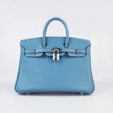 Hermes Birkin 25cm Sac à main 6068 Bleu Argent