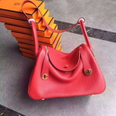 Hermes Lindy 30cm Sac à main Rouge Or