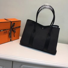 Hermes Garden Party 36cm Toile Sac à main Noir