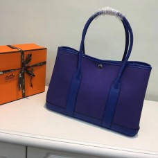 Hermes Garden Party 36cm Sac à main en toile bleu électrique