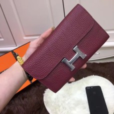 Hermes Constance Portefeuille Togo Cuir Bordeaux