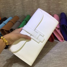 Pochette Hermes Epsom en cuir Jige 29cm Blanc