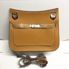 Hermes Jypsiere 28cm Sac Bandoulière Marron Argent