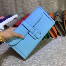 Pochette Hermes Epsom en cuir Jige 29 cm bleu clair