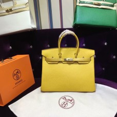 Hermes Birkin 35cm Togo Sac à main en cuir jaune or