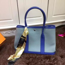Hermes Garden Party 36cm Sac à main en cuir Gris Bleu Bleu électrique