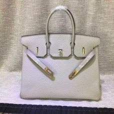 Hermes Birkin 35cm Togo en cuir Sac à main gris clair or