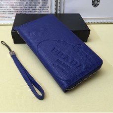 Portefeuille en cuir pour hommes Prada 1191 Bleu