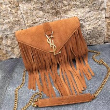 Sac YSL Cuir Suédé Pompon 22cm Camel