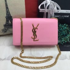 YSL Sac Chaîne Cuir Lisse 22cm Rose