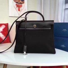 Hermes Herbag 31cm Sac en toile noir