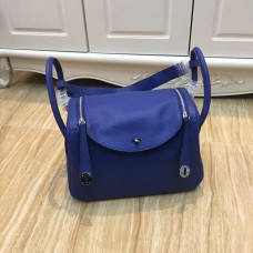 Hermes Lindy 30cm Sac à main bleu électrique argent
