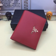 Prada 1M0204 Bifold Petit Portefeuille Cuir Saffiano Rouge