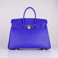 Hermes Birkin 35cm Togo en cuir Sacs à main bleu électrique argent