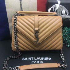 Sac à bandoulière YSL Top Handle 24cm Abricot Argent