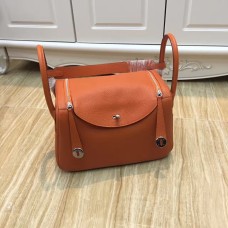 Hermes Lindy 30cm Sac à main Orange Argent