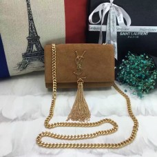 YSL Small Tassel Chain Bag 17cm Daim Cuir Cameje
