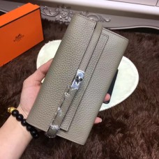 Hermes Kelly Portefeuille Togo Cuir Gris