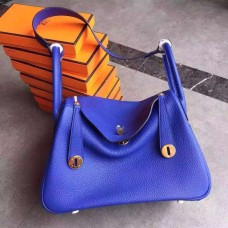 Hermes Lindy 30cm Sac à main bleu électrique or