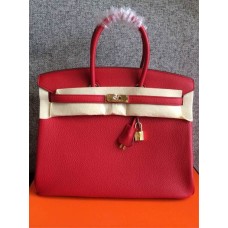 Hermes Birkin 35cm Togo en cuir Sacs à main rouge Doré