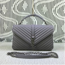 Saint Laurent Grand Sac à Chaîne avec Poignée Supérieure Gris 32cm
