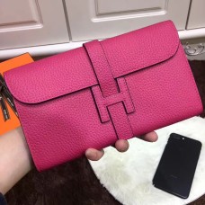 Hermes Jige Portefeuille Togo Cuir Rose