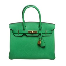 Hermes Birkin 30cm Togo Cuir Vert Or