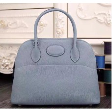 Sac Hermes Bolide 31cm Togo en cuir bleu Lin