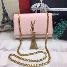 YSL Sac Chaîne Tassel 22cm Cuir Lisse Rose Clair Or