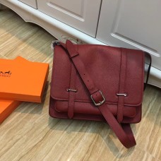 Hermes Steve Hommes Crossbody Sac En Cuir Bordeaux