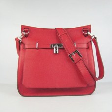 Hermes Jypsiere 28cm Sac Bandoulière Rouge Argent