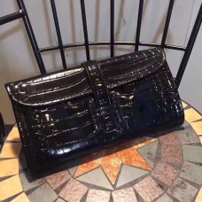 Pochette Hermes Jige 29cm Croco Noir