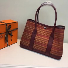 Hermes Garden Party 36cm Toile Sac à main Bordeaux