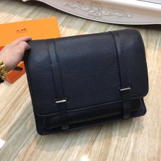 Hermes Steve Hommes Crossbody Sac En Cuir Noir