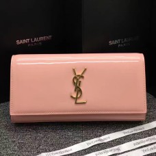 Pochette YSL en cuir verni 27 cm Rose