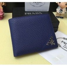 Portefeuille en cuir pour hommes Prada 0336 Bleu