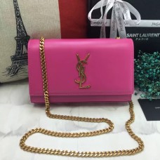 Sac chaîne en cuir lisse YSL 22 cm Rose