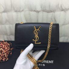 YSL Small Chain Sac Cuir 17cm Noir Or