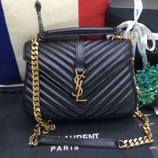Sac à bandoulière YSL Top Handle 24cm Noir Or