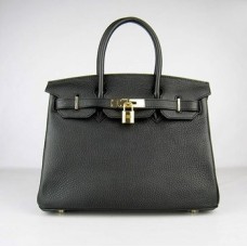 Hermes Birkin 30cm Togo en cuir Sacs à main noir or