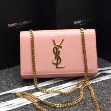 Sac chaîne en cuir verni YSL 22 cm Rose