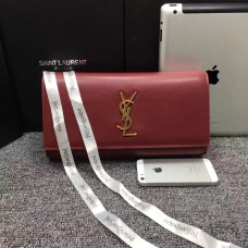 Pochette YSL Saint Laurent 27cm Cuir Lisse Bordeaux