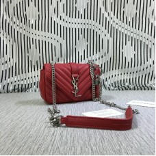 YSL Petit Sac Enveloppe Chaine Chèvre Rouge 18cm