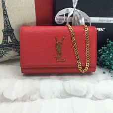 YSL Sac Chaîne Cuir Caviar 22cm Or Rouge