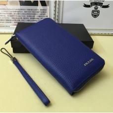 Portefeuille en cuir pour hommes Prada 1192 bleu