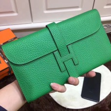 Hermes Jige Portefeuille Togo Cuir Vert